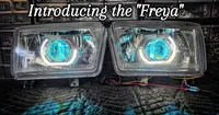 The Freya LED projector headlights with white halo and blue parking-light accent for the 92-95 Toyota 4Runner